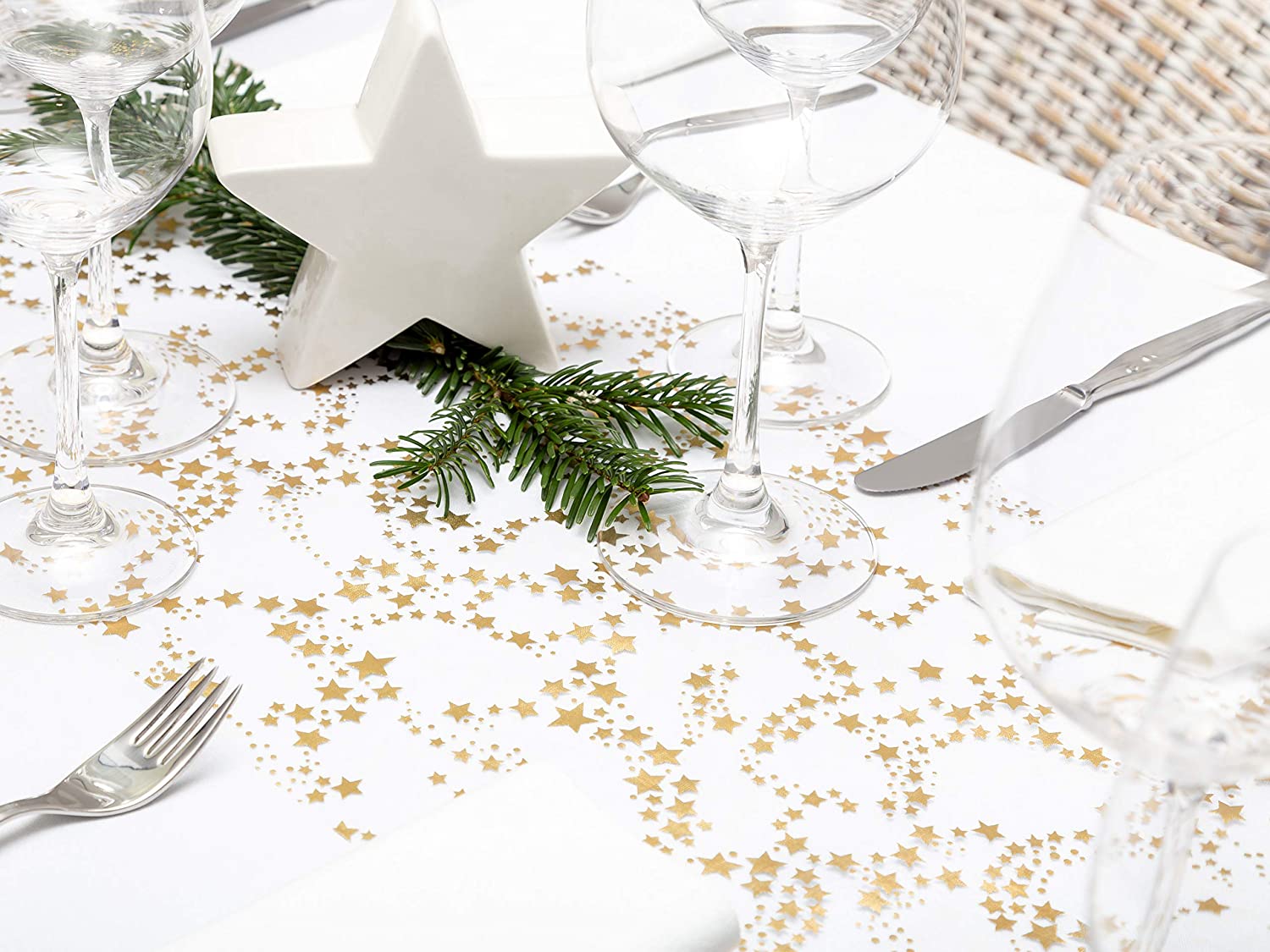 Passatoia da tavolo con stelline oro metallizzato