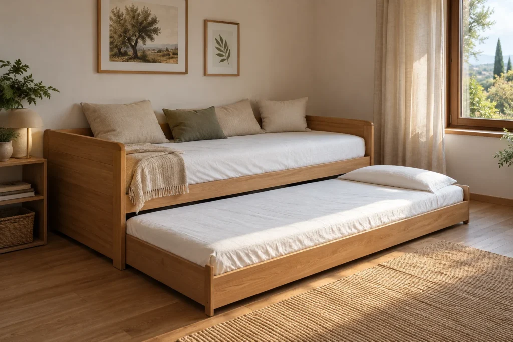 Il secondo letto estraibile occupa spazio laterale e non diventa automaticamente un matrimoniale.