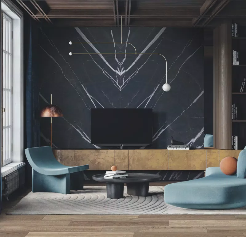 Black Passion FullVein3D di ABKStone in soggiorno, ambientazione di catalogo