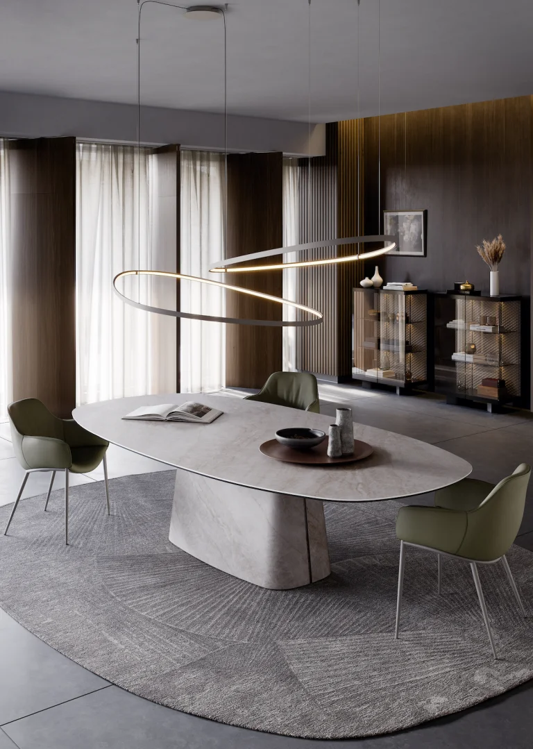Tavolo illustrato nel materiale stampa Cattelan Italia sulle ceramiche