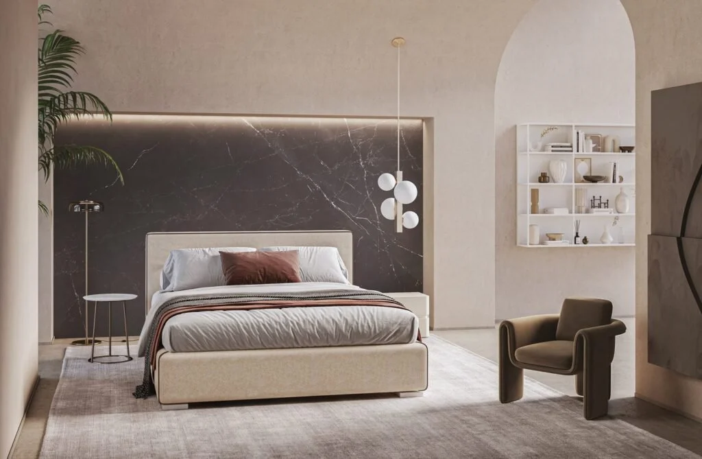 Letto Gaia Lanuit con testata imbottita