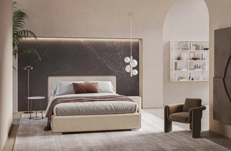 Letto Gaia Lanuit con testata imbottita