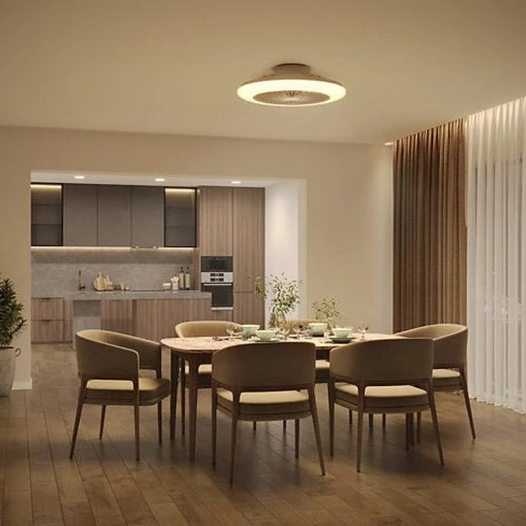 Apparecchio a soffitto nell’ambientazione zona pranzo fornita da Signify