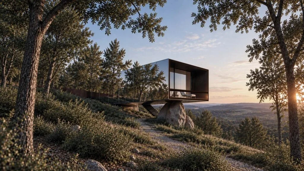 Rendering del concept di tiny house di Parisotto + Formenton & Partners per THE HOT SPOT