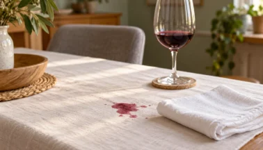 Macchie di vino rosso: cosa fare su tovaglie e tessuti