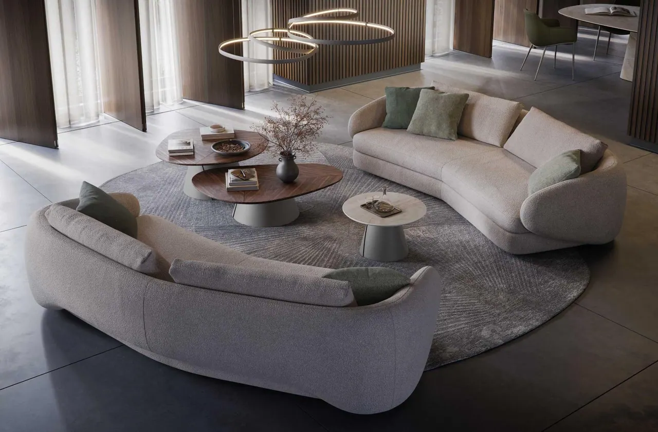 Due composizioni del divano Craig di Cattelan Italia nella zona conversazione