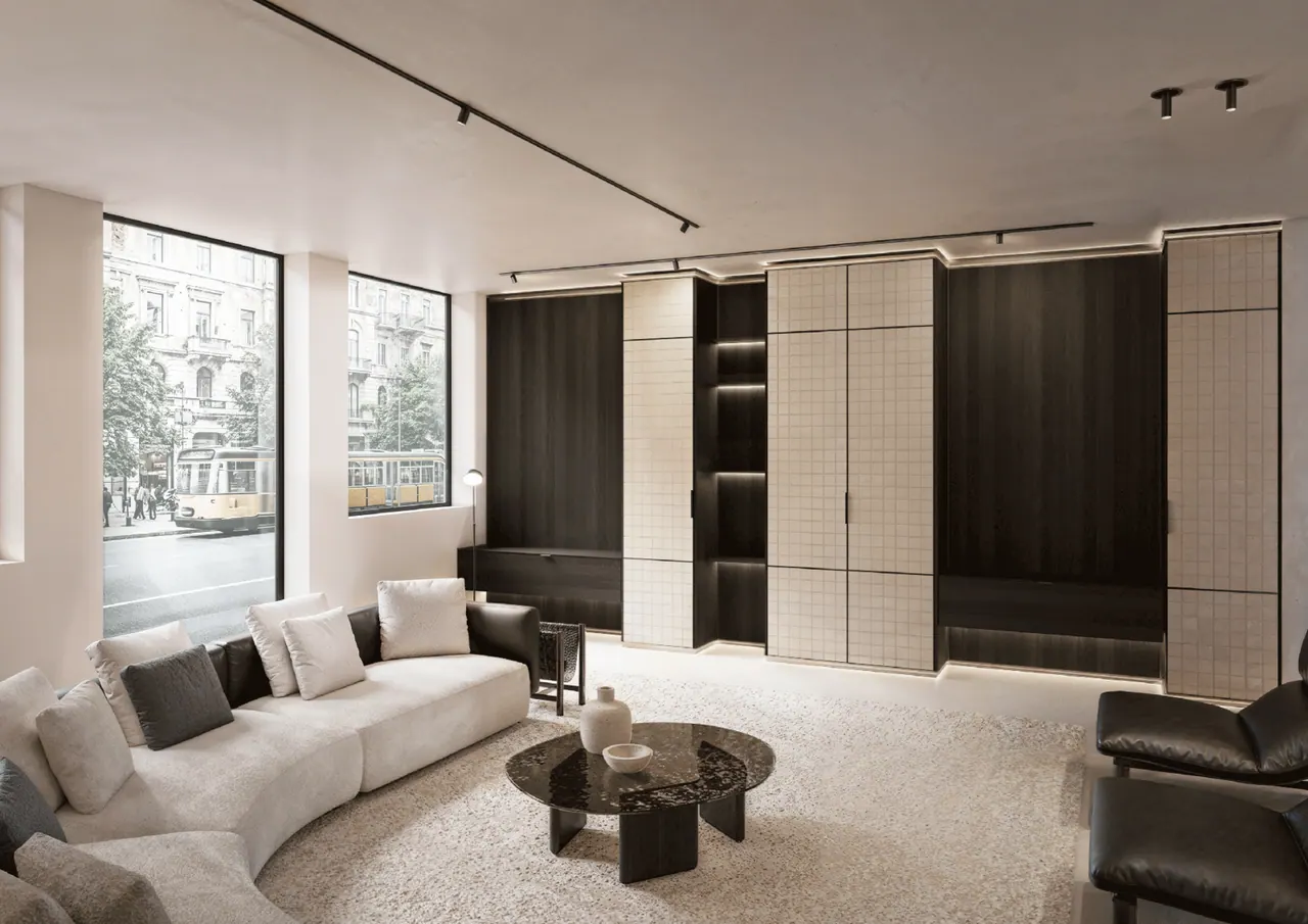 Visualizzazione del living nello showroom MisuraEmme di Milano
