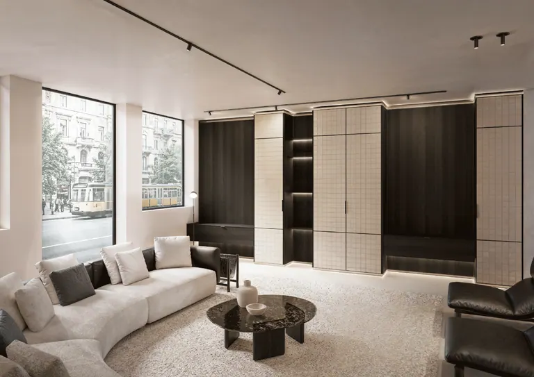 Visualizzazione del living nello showroom MisuraEmme di Milano